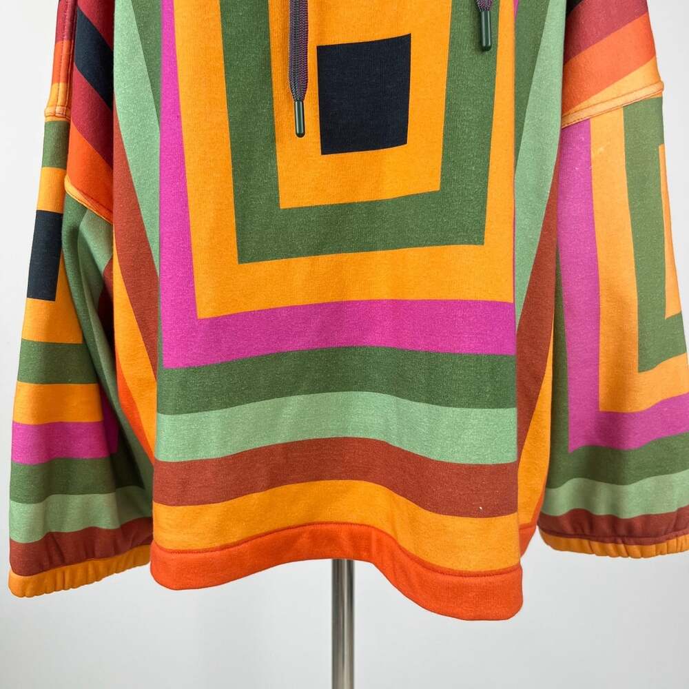 NWOT Farm Rio Hoodie Concentric Square Geometric Oversized Sweatshirt Size S - Picture 3 of 11
